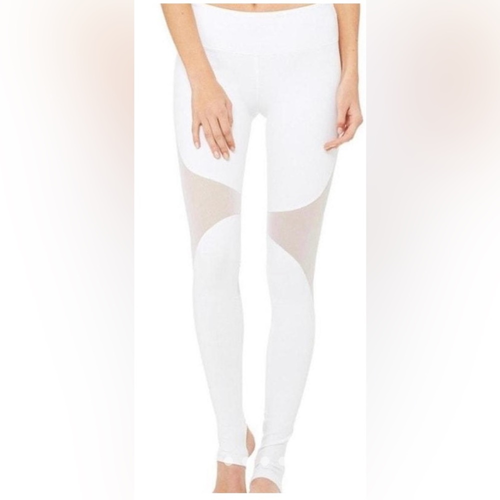 ALO Yoga High Waist Coast Leggings Size Small White Mesh Stirrup